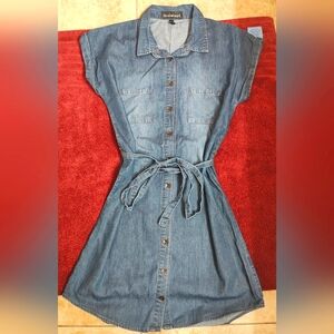 Stone wash jean minidress